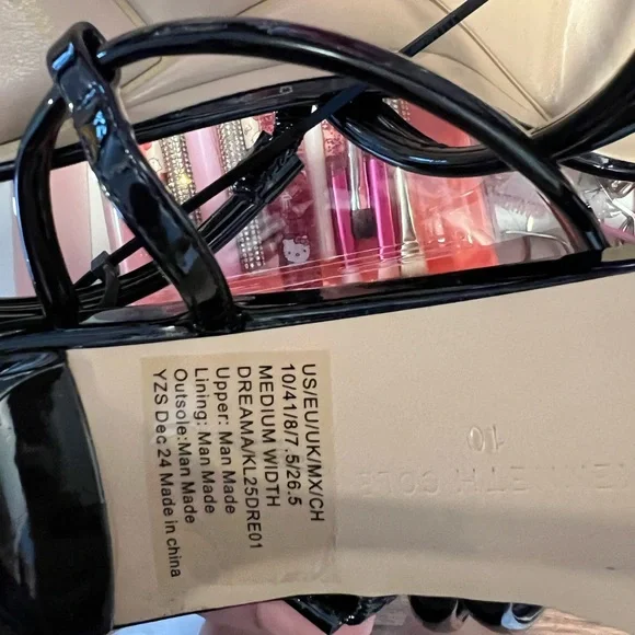 Glossy Black Strappy Heels - Picture 1 of 4